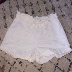 women’s white paper bag shorts